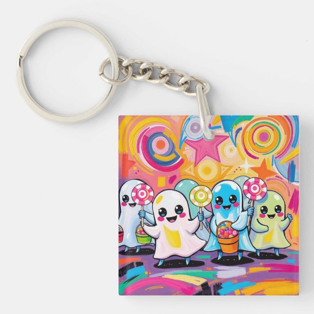 Kawaii Candy Parade  Colourful Cute Cartoon  Keychain (Front)