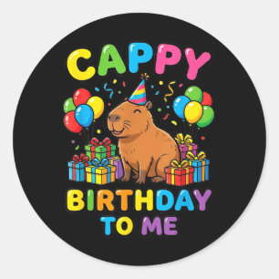 Kawaii Capybara Birthday Girl Cute Animal Party Classic Round Sticker