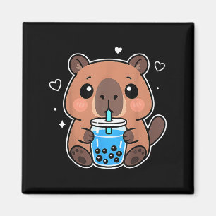 Kawaii Capybara Boba Drink Japanese Cute Anime Cap Magnet