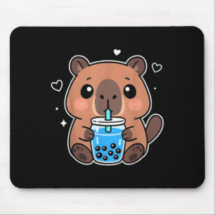 Kawaii Capybara Boba Drink Japanese Cute Anime Cap Mouse Pad