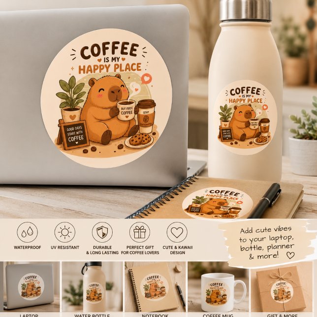 Kawaii Capybara Coffee Sticker | Cute Coffee Lover (Creator Uploaded)