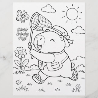 Kawaii Capybara Custom Colouring Page