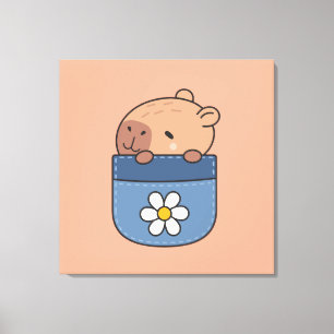 Kawaii Capybara Pocket Canvas Print