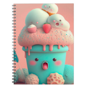 Kawaii carnet de crème glacée rose