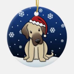 Kawaii Cartoon Anatolian Shepherd Dog Christmas Ceramic Ornament