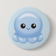 Kawaii Cartoon Blue Octopus