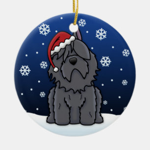 Kawaii Cartoon Bouvier des Flandres Christmas Ceramic Ornament