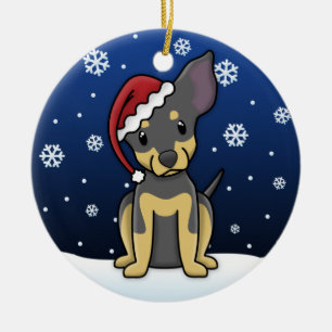 Kawaii Cartoon BT Chihuahua Christmas Ornament