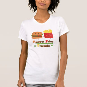 Kawaii Cartoon Burger Fries Friends BFF T-Shirt