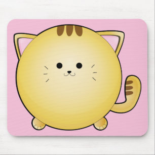 Kawaii Cartoon Cat on Pink Mouse Pad
