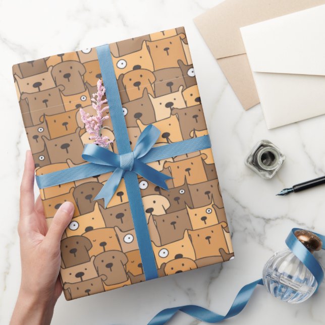 Kawaii Cartoon Dogs Wrapping Paper (Gifting)