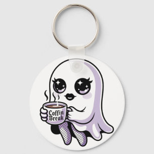 Kawaii Cartoon Ghost with Fishnet Stockings Keychain