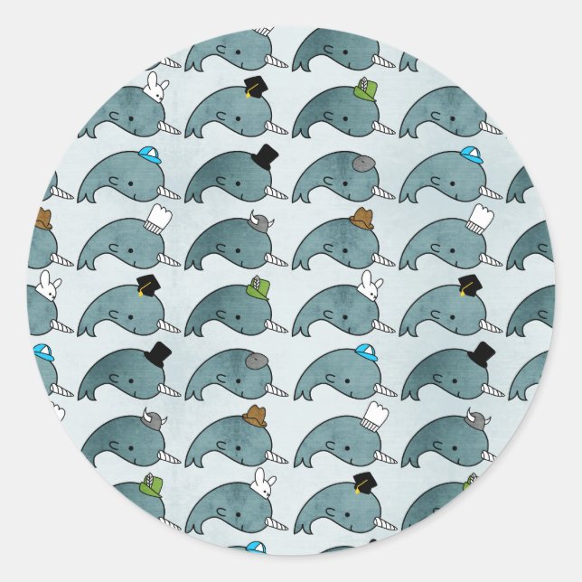 Kawaii Cartoon Grunge Narwhals avec Sticker casque (Devant)