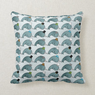 Kawaii Cartoon Grunge Narwhals with hats Pillow
