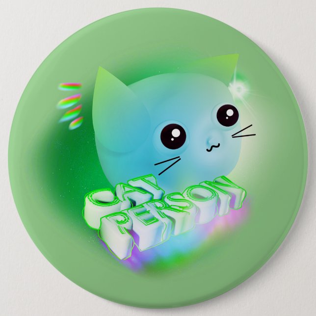 Kawaii Cartoon Kitten Button (Front)