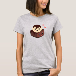 Kawaii Cartoon of Vanilla Ice Cream and Brownie T-Shirt
