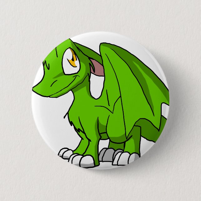 Kawaii Cartoon Recolorable SD Furry Dragon Button (Front)