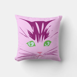 Kawaii Cartoon Sweet Cute Kitty Cat Face Throw Pillow