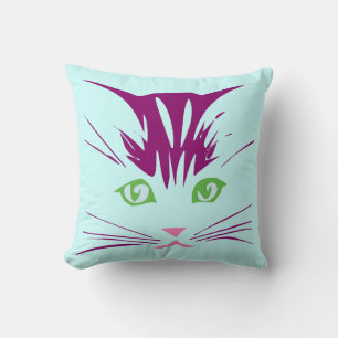 Kawaii Cartoon Sweet Cute Kitty Cat Face Throw Pillow