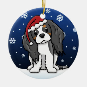 Kawaii Cartoon Tri Cavalier King Charles Spaniel Ceramic Ornament