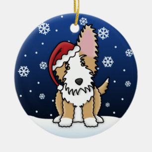 Kawaii Cartoon Wire Portuguese Podengo Christmas Ceramic Ornament