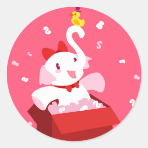 Kawaii Cartoon X-mas White Elephant Classic Round Sticker