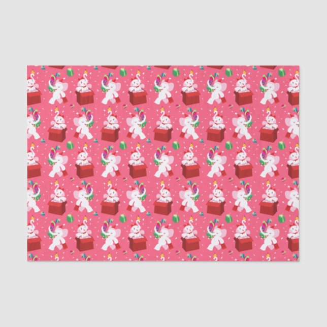 Kawaii Cartoon X-mas White Elephant Tissue Paper (Front)