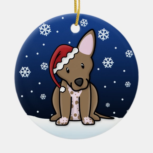 Kawaii Cartoon Xoloitzcuintli Christmas Ornament (Front)