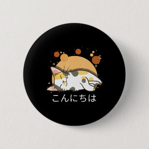 Kawaii Cat Anime Japanese Gift Girls Women Officia 2 Inch Round Button