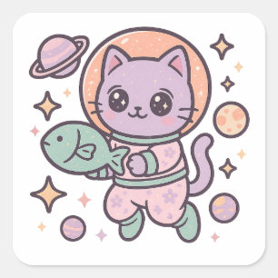 Kawaii Cat Astronaut Space Sticker