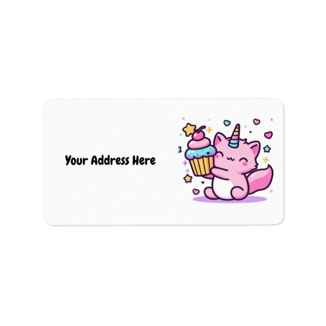 Kawaii Cat Birthday address label SO CUTE! (Front)