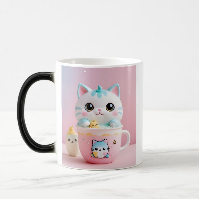 Kawaii Cat Bubble Tea Mug – Cute Aesthetic Pastel  (Left)