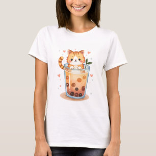 Kawaii Cat Bubble Tea Pastel  T-Shirt
