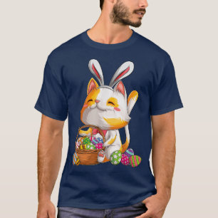 Kawaii Cat Bunny Happy Easter Day Egg Costume Girl T-Shirt