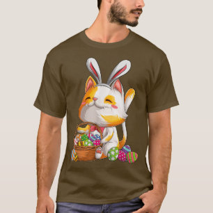 Kawaii Cat Bunny Happy Easter Day Egg Costume Girl T-Shirt