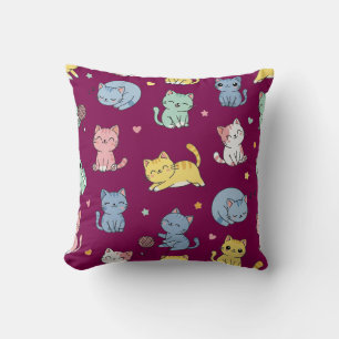 Kawaii Cat Cartoon Pattern Pillow