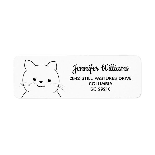 Kawaii Cat Drawing Personalized Address Labels (Front)