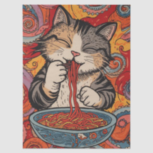 kawaii cat eating noodle tissue paper