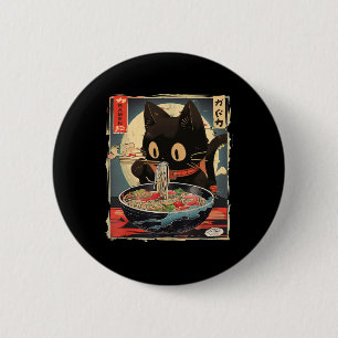 Kawaii Cat Eating Ramen Noodles Anime Gift Girls T 2 Inch Round Button