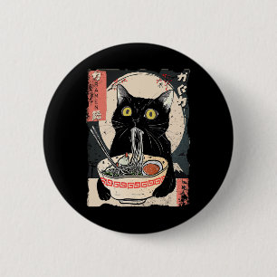 Kawaii Cat Eating Ramen Noodles Funny Anime Gift G 2 Inch Round Button