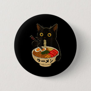 Kawaii Cat Eating Ramen Noodles Funny Anime Gift G 2 Inch Round Button