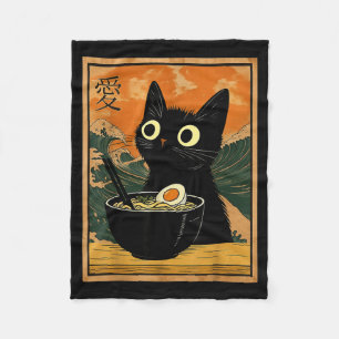 Kawaii Cat Eating Ramen Noodles Funny Anime Gift G Fleece Blanket