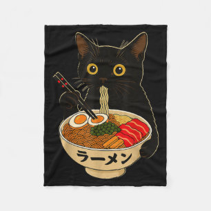 Kawaii Cat Eating Ramen Noodles Funny Anime Gift G Fleece Blanket
