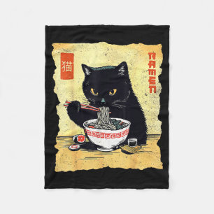 Kawaii Cat Eating Ramen Noodles Funny Anime Gift G Fleece Blanket