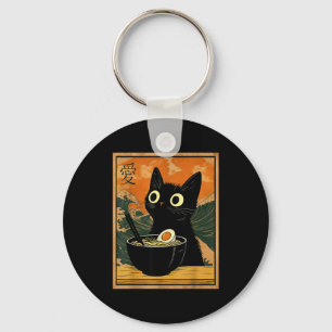 Kawaii Cat Eating Ramen Noodles Funny Anime Gift G Keychain