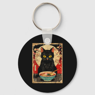 Kawaii Cat Eating Ramen Noodles Funny Anime Gift G Keychain