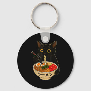 Kawaii Cat Eating Ramen Noodles Funny Anime Gift G Keychain