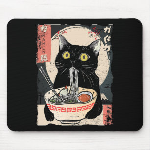 Kawaii Cat Eating Ramen Noodles Funny Anime Gift G Mouse Pad
