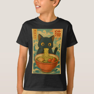 Kawaii Cat Eating Ramen Noodles Funny Anime Gift G T-Shirt