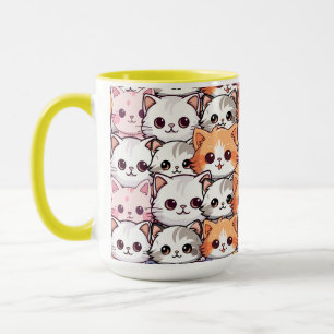 Kawaii Cat feline Kitten pet face doodle print pat Mug